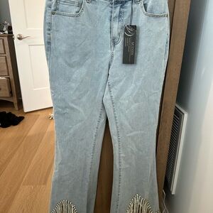 Light Blue Embellished Women Jeans